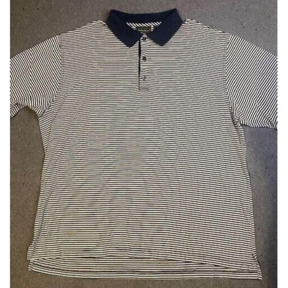 Bobby Jones Collection Men's‎ Golf Polo Shirt Size XL NAVY BLUE/WHITE Stripes